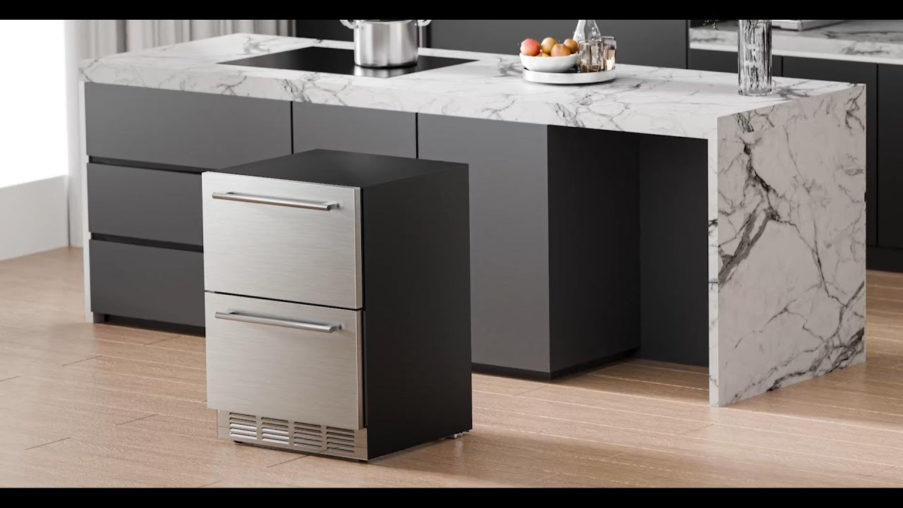 The F58145 dual-drawer beverage fridge keeps drinks cold, organized, and always within reach.