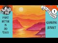 Easy Sunset Daily Painting Step by step Acrylic Tutorials Day 1 #AcrylicApril2020 | TheArtSherpa