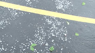 South Union Township: Hail covers road