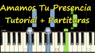 Video thumbnail of "AMAMOS TU PRESENCIA Piano Tutorial Cover Facil + Partitura PDF Sheet Miel San MArcos Pista Letra"