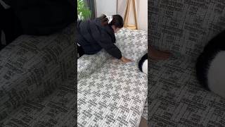 Elegant Grey Printed Sofa Cover | Modern Stretch Couch Protector | Living Room Decor🛋️🤍😊