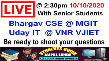 TS EAMCET 2020 LIVE session-2 with Senior Students - Clarify all your doubts