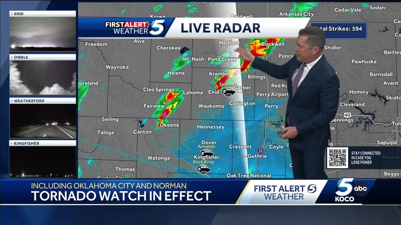 Tornado watch, severe thunderstorm warnings issued for Oklahoma - YouTube