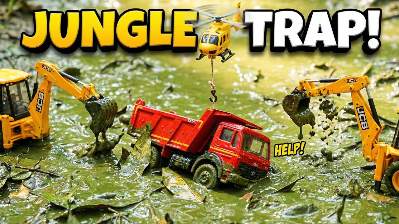 Jungle Mud Rescue! 🛻 Tata Tipper Sinking | Helicopter & JCB Save