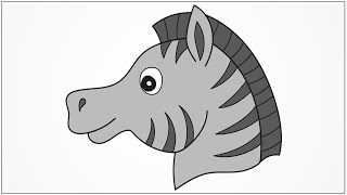 How to draw a cute cartoon zebra head step by step