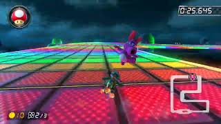 SNES Rainbow Road [200cc] - 1:02.091 - 3-UP (Mario Kart 8 Deluxe World Record)