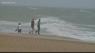 Tourists hunkered down at the Oceanfront