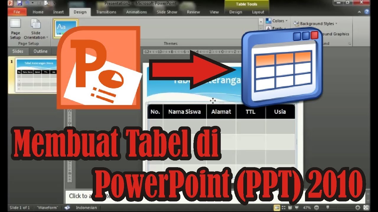  Tutorial  Cara  Membuat  Tabel di  PowerPoint  PPT 2010 