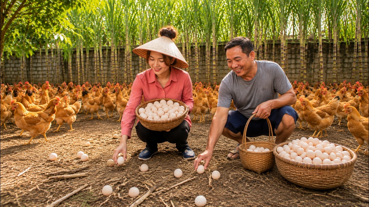 Harvesting Eggs From My High-Yielding Little Riverside Garden – Simple Dishes Made With Chicken Eggs