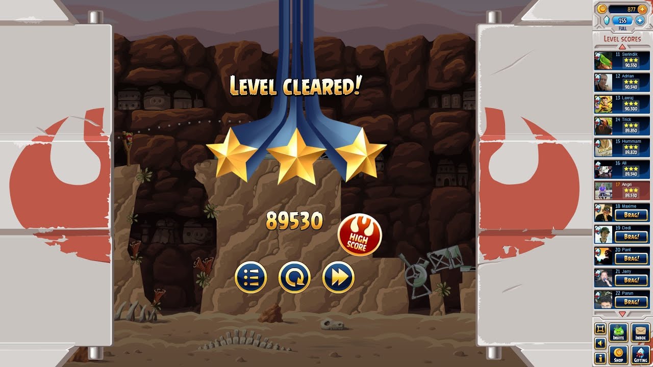 Angry Birds Star Wars Facebook Tournament Week 28 Level 1 High Score 89k (no Power-Ups)