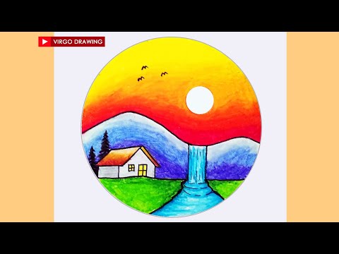 How to draw easy scenery drawing beautiful village scenery with landscape  nature | House drawing - YouTube