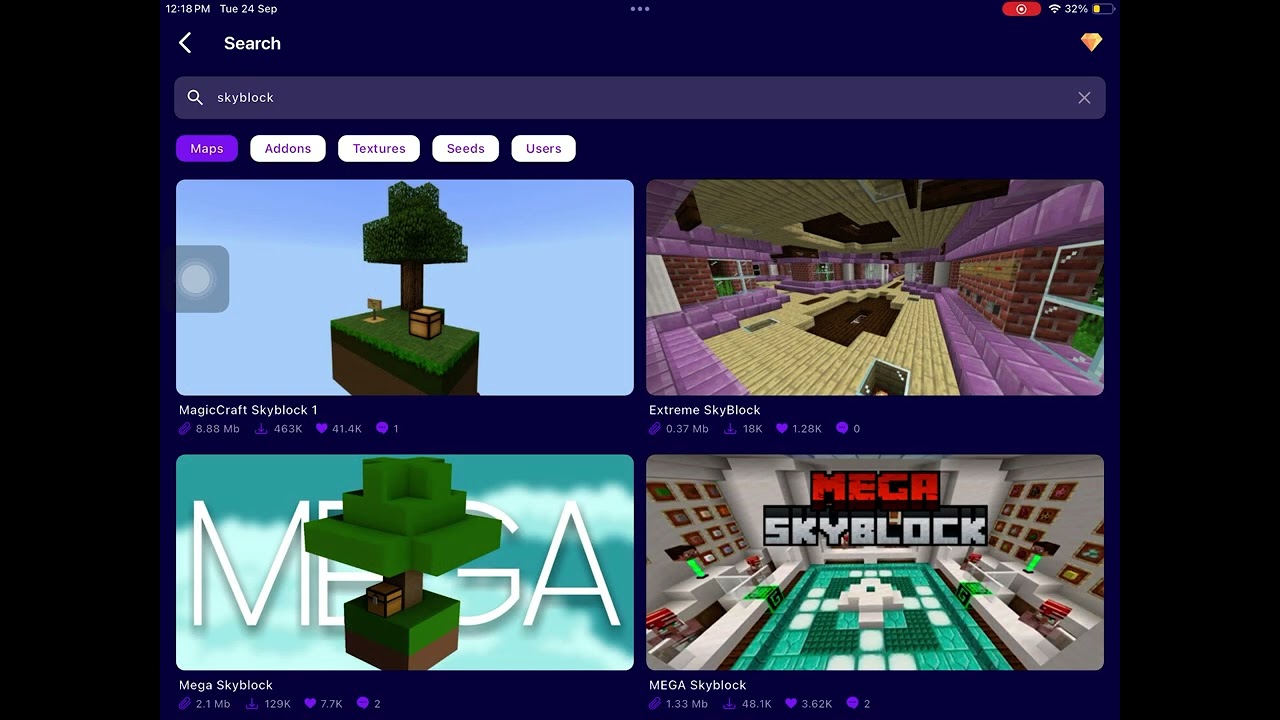 App to play skyblock and oneblock original iOS android