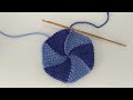 扇形6つで円 チュニジアンクロシェ（アフガン編み） Tunisian Crochet Circle with 6 Triangles