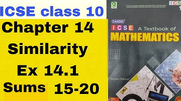 Evergreen candid ICSE Mathematics class10 chapter 14 Similarity Ex 14.1 Sums 15-20