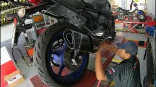 New Akrapovič exhaust install at YQS Berjaya Mega Motors (BMM).