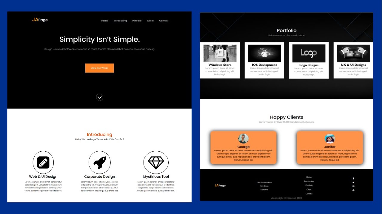🔥Complete Responsive Website with animation on scroll using HTML, CSS ...