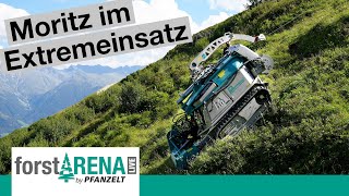 Moritz Fr75 mit Traktionswinde fährt steil | Extremeinsatz  - Fräsen im Steilhang | Pfanzelt Technik
