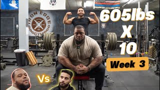 Julius Maddox benching 605lbs for 10 total reps | Feat Mekluvin (Laith Mekdad)