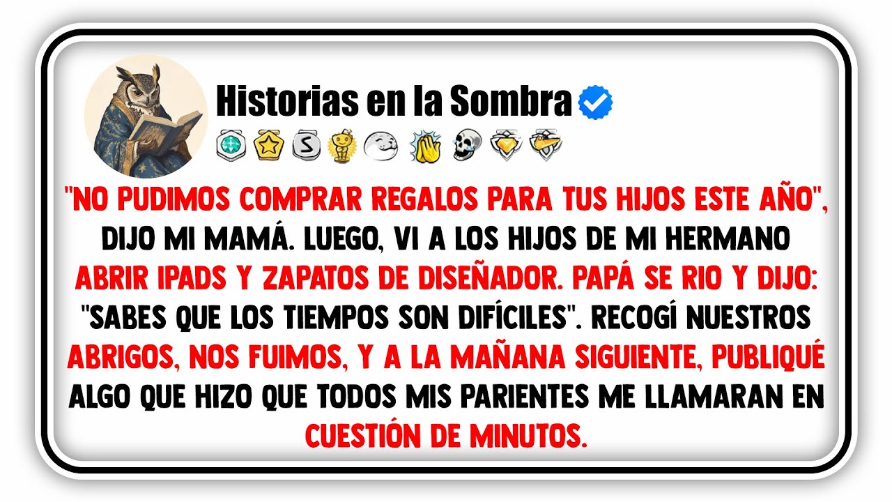‘No pudimos comprar regalos para tus hijos este año’, dijo mi mamá. Luego, vi a los hijos de mi...