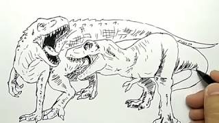 Menggambar Dinosaurus Brontosaurus Indominus Rex Mudah Draw Dinosaur Gambar