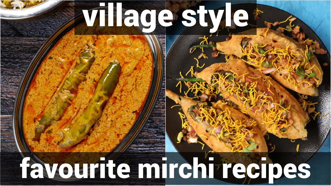 2 unique must try mirchi recipes - mirchi curry and stuffed mirchi ka bajji | chilli recipes | Hebbar | Hebbars Kitchen