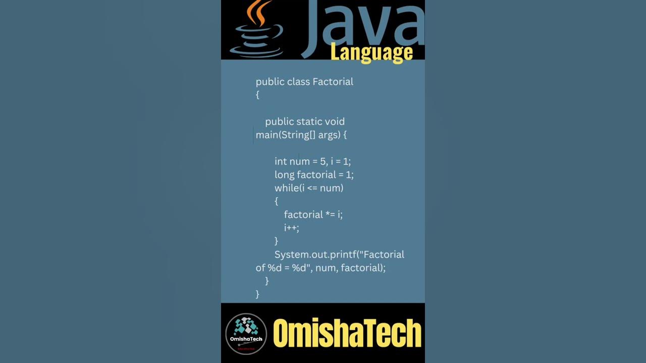 Find Factorial of a number using while loop program in Java #shortvideo ...