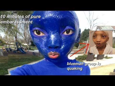 BLUENOS makes her FIRST public appearance. (i’m never doing this again) - Sade Amari wearing a bald cap and painting herself with blue latex paint, and then going out in public.