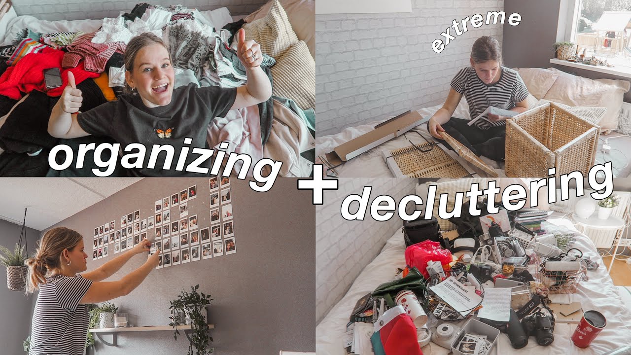 DECLUTTERING + ORGANIZING MY ENTIRE ROOM! *satisfying* - YouTube