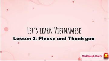 Learn Vietnamese for beginner | lesson 2: Please and Thank you