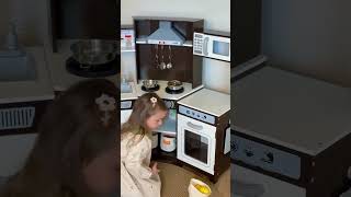 JOYLDIAS Kids Play Kitchen,Corner Wooden Pretend Toddler Kitchen Toys Playset