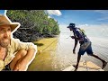 Hunting mud crabs with hand spears and cooking everything in remote aboriginal community