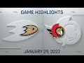 NHL Highlights | Ducks vs. Senators - Jan. 29, 2022
