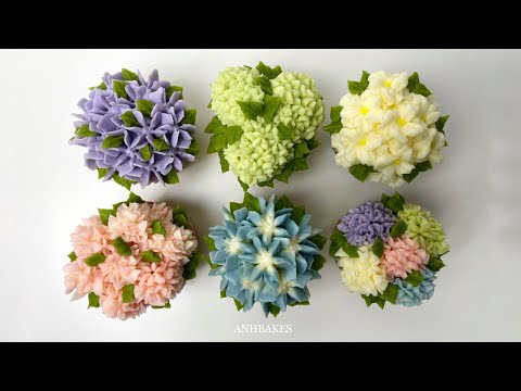 Six ways to make Buttercream Hydrangea Cupcakes visit anhbakes.com for recipes