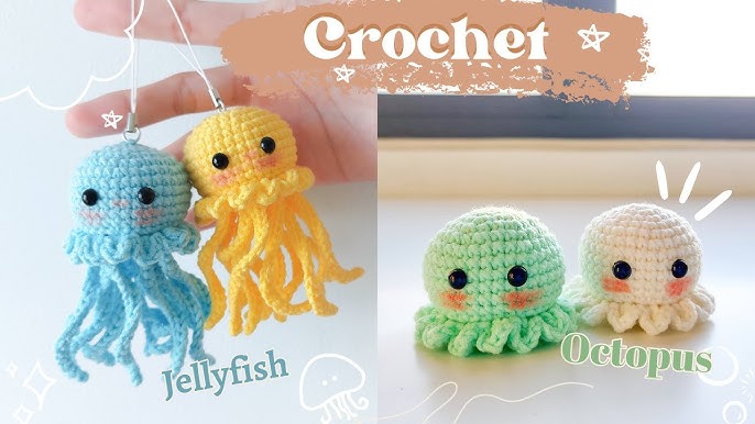 RQWZBCHX Beginners Crochet Kit, 4 Pattern Animals - Pig, Frog, Whale, Octopus Crochet Set for Starters Adult Kids with Step-by-Step Video Tutorials