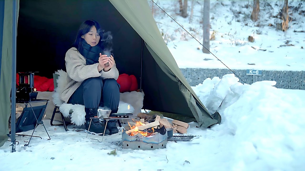 Романтическая ночь CAMPING в лесу, закрытом 20CM, при -20°C морозе