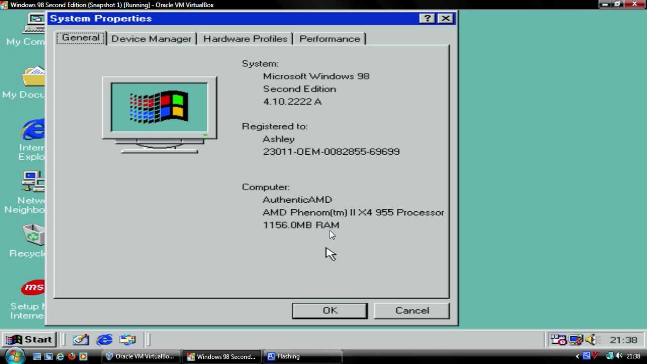 Windows 98 install of memory space error