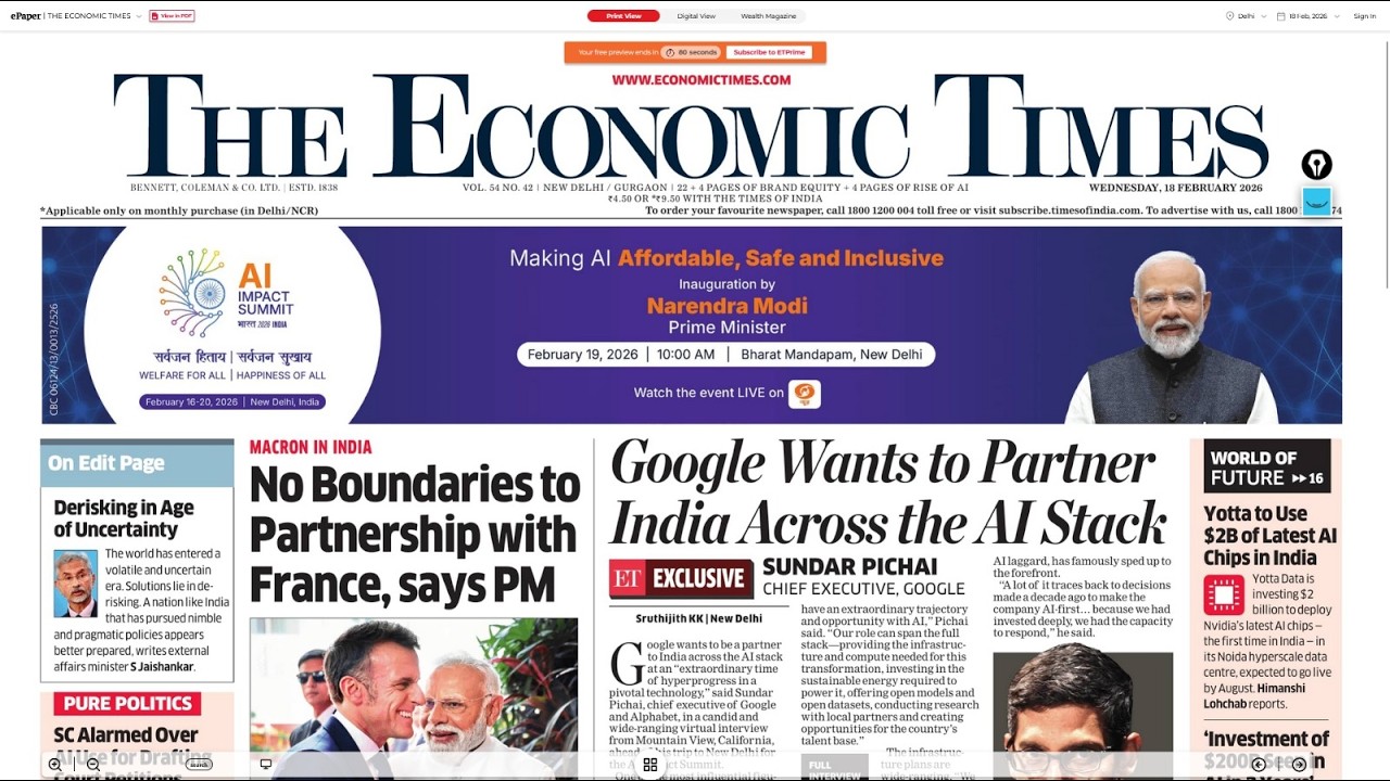 18 February 2026 | The Economic Times Newspaper | Daily Finance & Business News Analysis