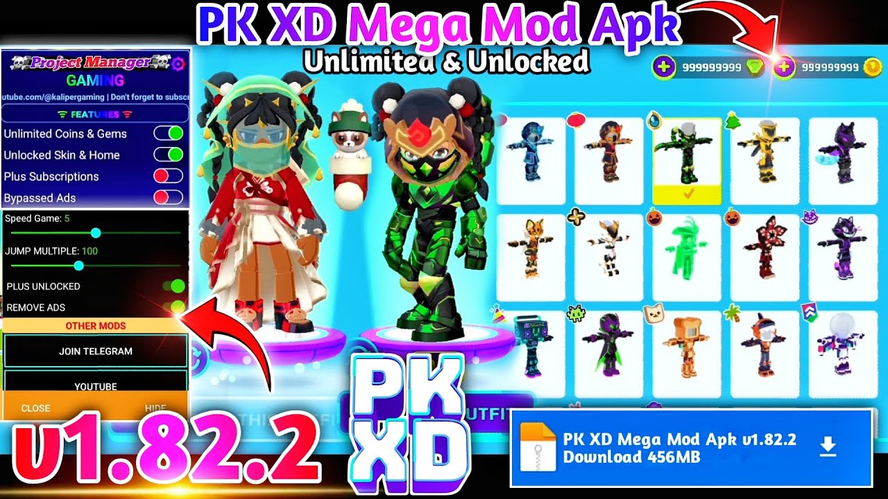 PK XD Mod Apk v1.82.2 | PK XD Unlimited Money and Unlocked Skins Mod v1.82.2 | PK XD Hack v1.82.2