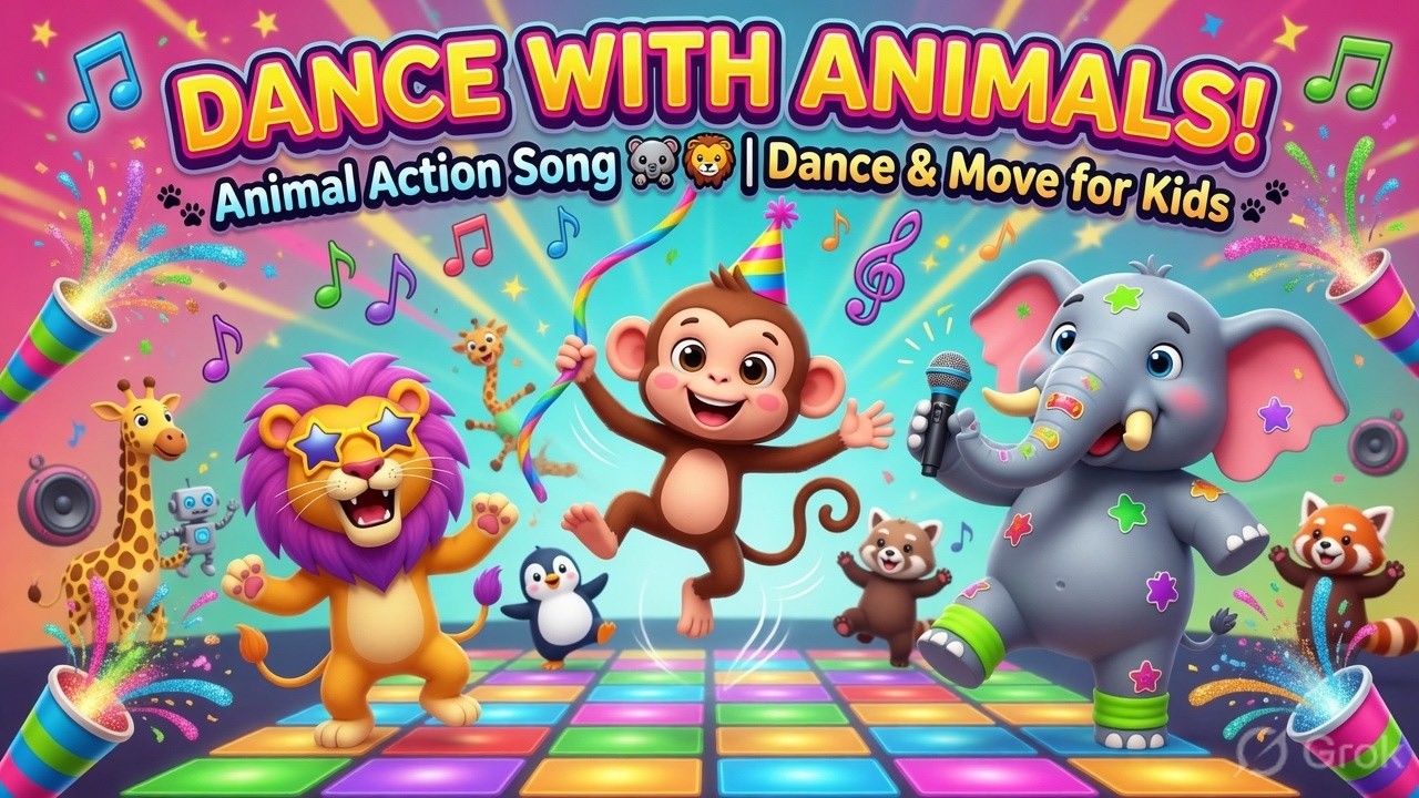 Animal Action Song 🐾 | Fun Kids Dance Rhyme | Jump, Stomp, Hop & Roar ...