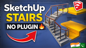 How To Create Stairs In Sketchup In Hindi | Staircase With Railing In Sketchup Without Plugin