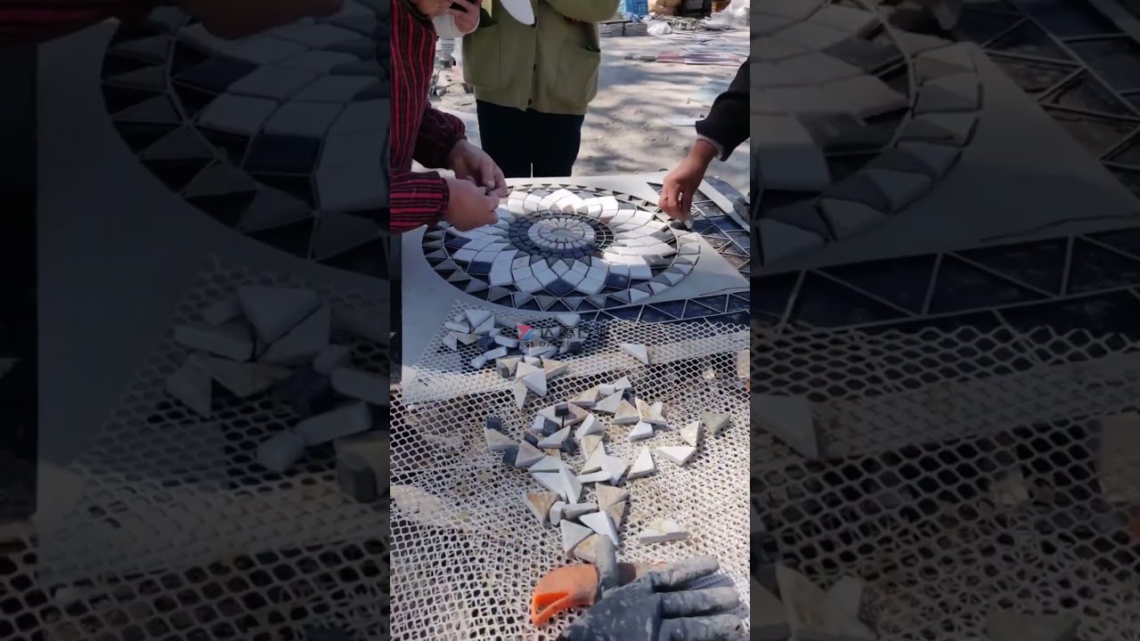 Handcrafted Water jet Multicolor Slate Mosaic Floor Tile