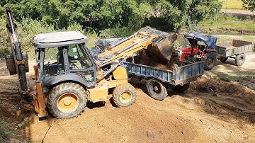 CASE Backhoe Amazing Work on Mud - Case Backhoe Loader Machine Loading Mud in Tractor - Part 2
