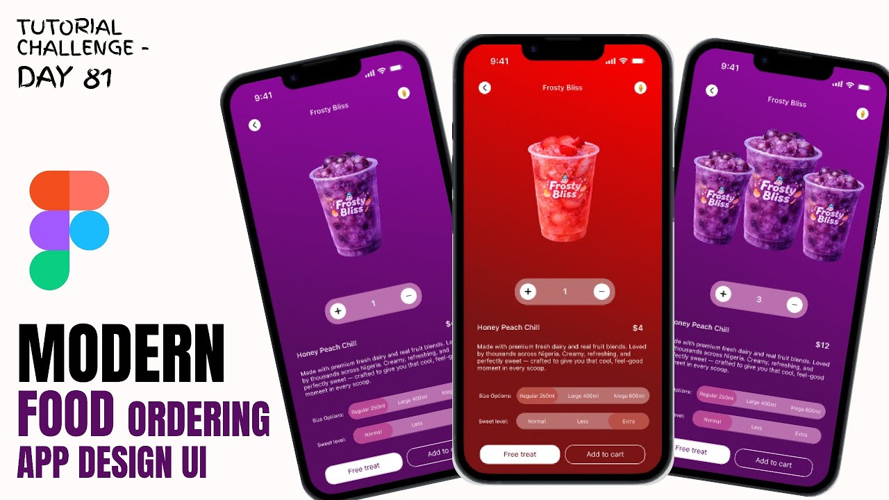 Food Ordering Mobile App Design in Figma - prototyping tutorial/Animation (UIUX Design challenge)