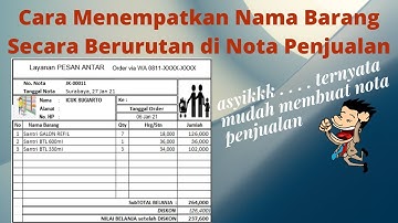 Membuat Nota Penjualan Barang di Excel Secara Otomatis