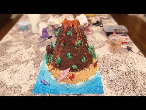Volcano Cake!!! (IT ACTUALLY ERUPTS) #cakedecorating #volcano