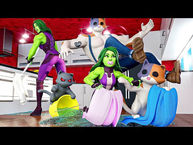 SHE-HULK & MEOWSCLES' FAMILY LIFE.... ( Fortnite Short ) class=