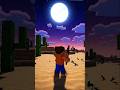 "The player spawns in the scorching desert at sunset.He mines sand to craft glass for a shelter.