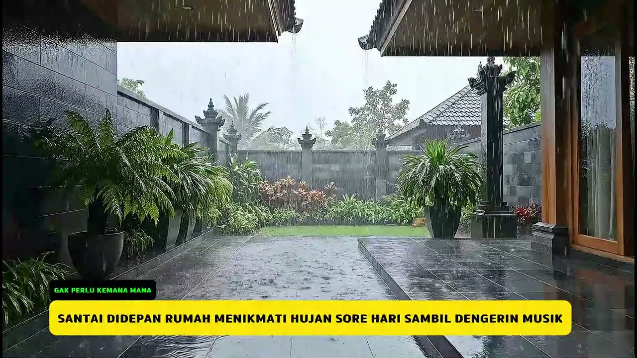 Hujan Deras di Halaman Rumah | Suasana Alam Tenang untuk Relaksasi & Tidur Nyenyak