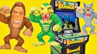 Rampage Video Game Toys with Arcade1up Console Super Stretch George Lizzie Ralph Let's Smash!