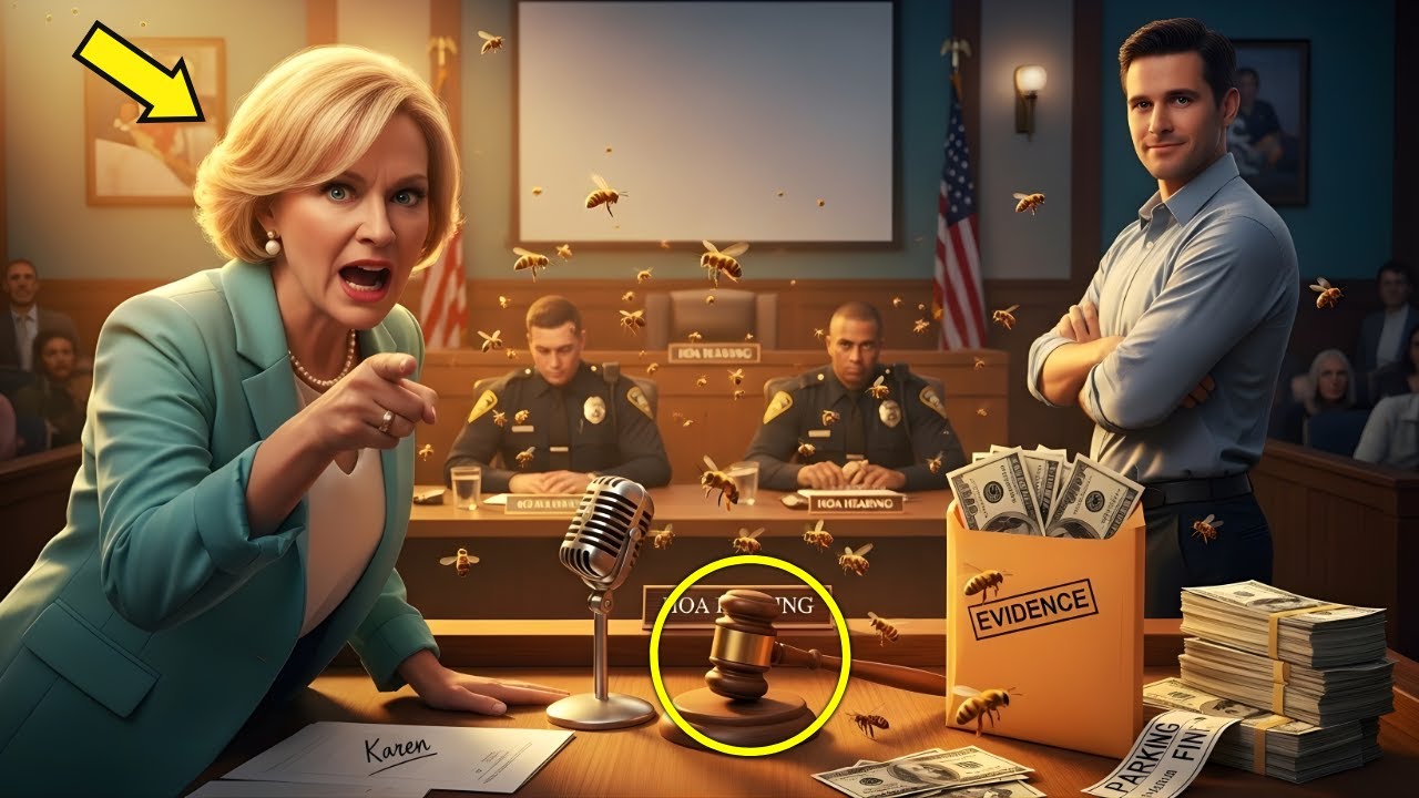HOA—'cops' embezzled $4,800 ‘parking’, so the bees attended the hearing today